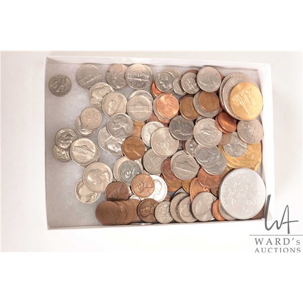 Selection of USA coins including dimes, nickels, quarters, dollars etc. note: one dollar coins are 1