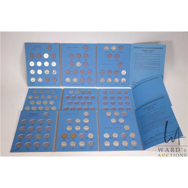 Three vintage Canadian nickel albums, containing 70 nickels in total