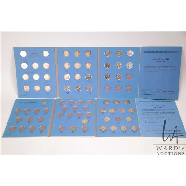 Two vintage Canadian quarter albums, containing 47 quarters in total