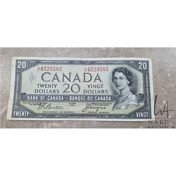 1954 Bank of Canada "Devil's Face" twenty dollar bank note