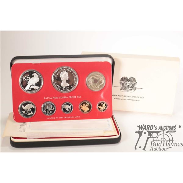 Franklin Mint Papua New Guinea 1977 boxed proof coin set issued to commemorate the Queen's Silver Ju