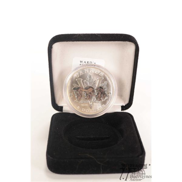 Royal Canadian Mint 2005 $5 fine silver coin, minted to commemorate the 60th Anniversary of the End 