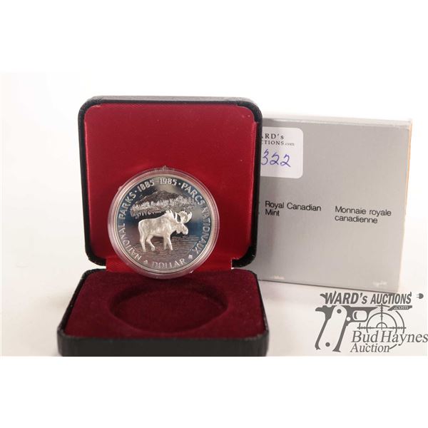 Royal Canadian Mint National Parks 1885-1985 commemorative silver dollar, minted in .500 silver