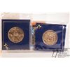 Image 4 : Tray lot of collectible coins and tokens including Pope John Paul II gold plate coin in wooden box, 