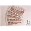 Image 3 : Five Canadian 1975 one hundred dollar bills with sequential serial numbering from AJC346266157 throu
