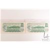 Image 2 : Two Canadian 1973 one dollar bills with sequential serial numbers OR9551436 and OR9551437