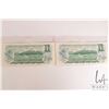 Image 2 : Two Canadian 1973 one dollar bills with serial numbers AAF0766493 and AFF0766495