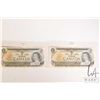 Image 1 : Two Canadian 1973 one dollar bills serial numbered OR3565705 and OR9433105