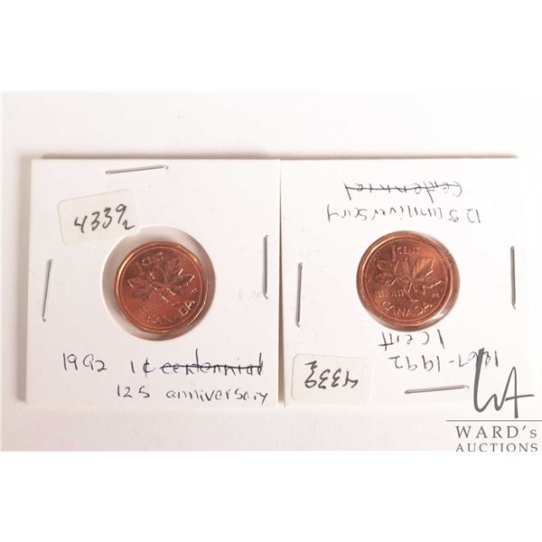 Two Canadian 1867-1992 125th Anniversary of Confederation pennies