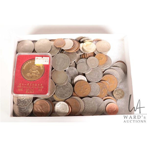 Selection of foreign coins including England Philippines, UAE etc.