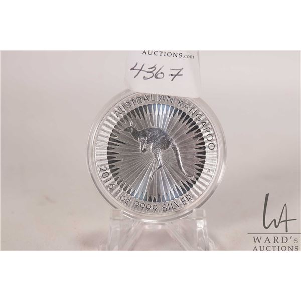 Australian 2016 .9999 fine silver "Australian Kangaroo" one dollar coin. (31.3 grams of .9999 silver