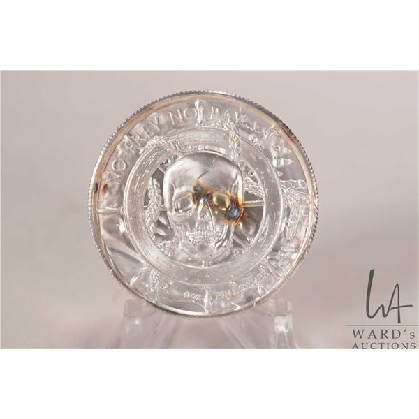 Two oz. high relief silver round from The Element Privateer series "No Prey, No Pay". (62.2 grams of