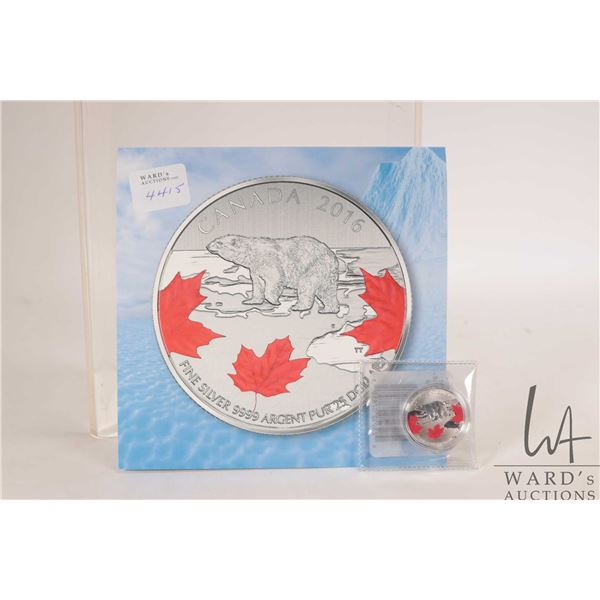 2016 Royal Canadian Mint $25, .9999 fine silver "True North-Polar Bear" coin. (7.96 grams of .9999 s