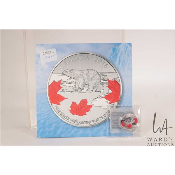 2016 Royal Canadian Mint $25, .9999 fine silver "True North-Polar Bear" coin. (7.96 grams of .9999 s