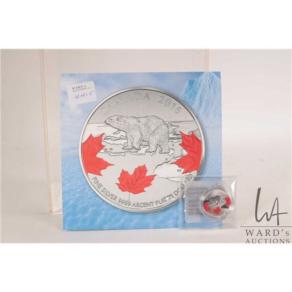 2016 Royal Canadian Mint $25, .9999 fine silver "True North-Polar Bear" coin. (7.96 grams of .9999 s