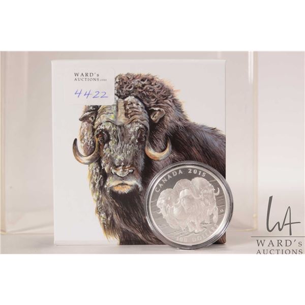 2015 Royal Canadian Mint $100, .9999 fine silver "The Musk Ox: Acient Dweller of the High Arctic" co