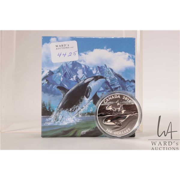 2016 Royal Canadian Mint $100, .9999 fine silver "The Orca-Ruler of the Seas" coin. (31.10 grams of 