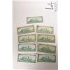 Image 2 : Nine 1967 Bank of Canada $1 bills in circulated to heavily circulated condition