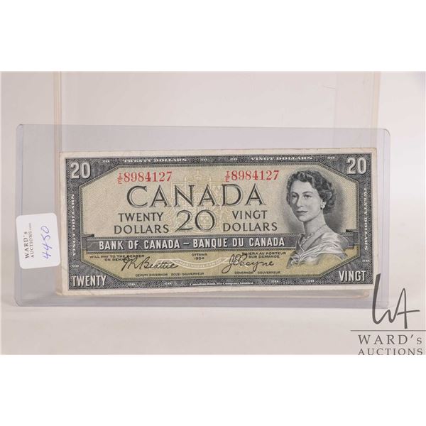 1954 Bank of Canada $20 bill in circulated condition