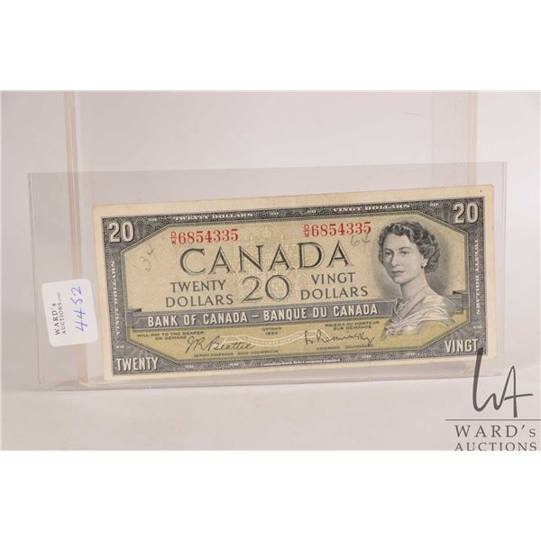 1954 Bank of Canada $20 bill in circulated condition