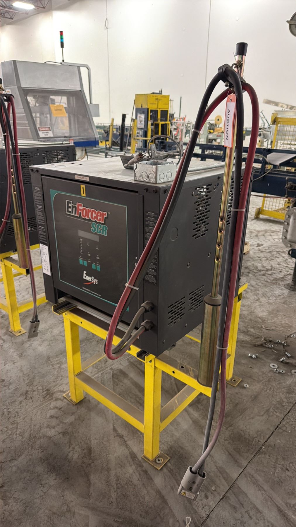 Enforcer Enersys ENFORCER SCR ENERSYS INDUSTRIAL BATTERY CHARGER WITH YELLOW STEEL STAND ...