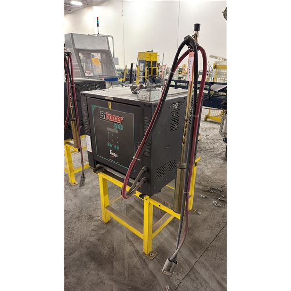 ENFORCER SCR ENERSYS INDUSTRIAL BATTERY CHARGER WITH YELLOW STEEL STAND