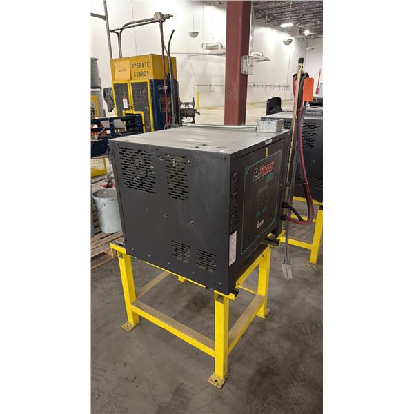 ENFORCER SCR ENERSYS INDUSTRIAL BATTERY CHARGER WITH YELLOW STEEL STAND