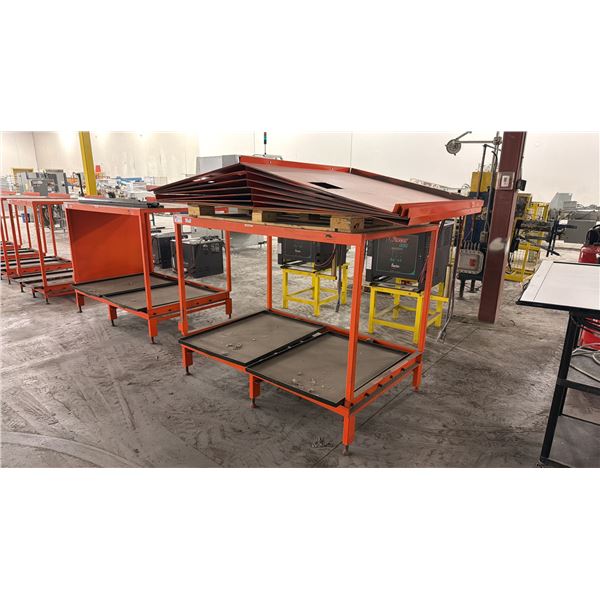 CARNEY INDUSTRIAL BATTERY HANDLING STORAGE RACK - APPROX. 67" ACROSS X 43" WIDE X 54" HIGH
