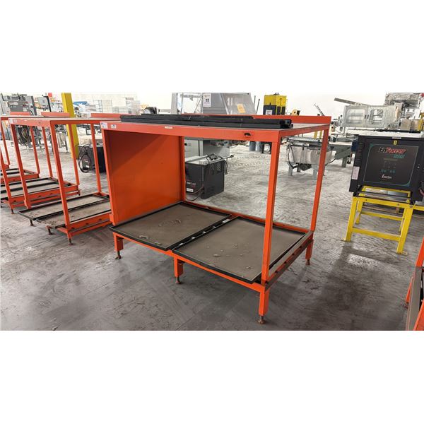 CARNEY INDUSTRIAL BATTERY HANDLING STORAGE RACK - APPROX. 67" ACROSS X 43" WIDE X 54" HIGH