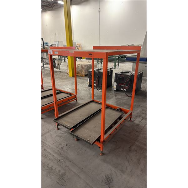 CARNEY INDUSTRIAL BATTERY HANDLING STORAGE RACK - APPROX. 39" ACROSS X 43" WIDE X 54" HIGH