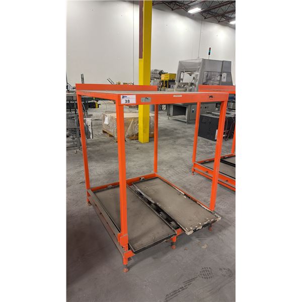 CARNEY INDUSTRIAL BATTERY HANDLING STORAGE RACK - APPROX. 39" ACROSS X 43" WIDE X 54" HIGH