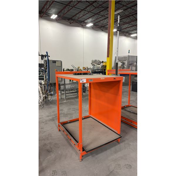 CARNEY INDUSTRIAL BATTERY HANDLING STORAGE RACK - APPROX. 35" ACROSS X 43" WIDE X 54" HIGH