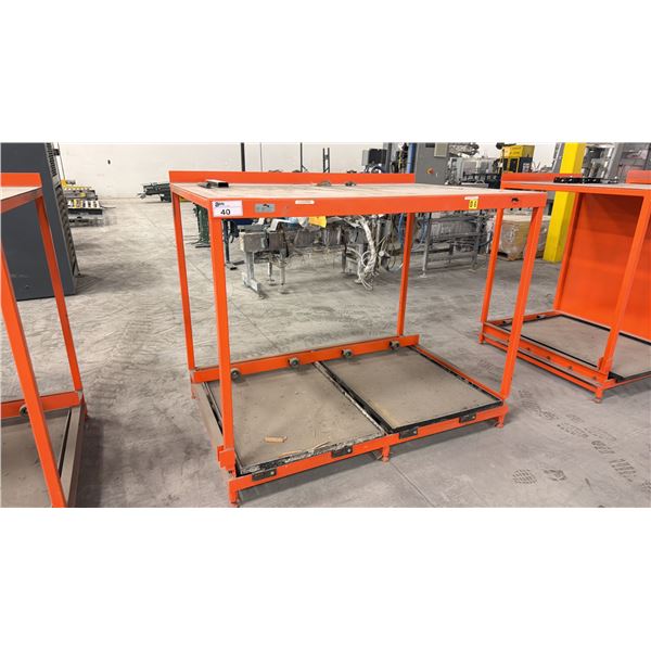 CARNEY INDUSTRIAL BATTERY HANDLING STORAGE RACK - APPROX. 64" ACROSS X 43" WIDE X 54" HIGH