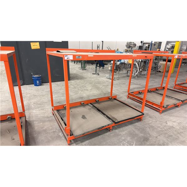 CARNEY INDUSTRIAL BATTERY HANDLING STORAGE RACK - APPROX. 64" ACROSS X 43" WIDE X 54" HIGH