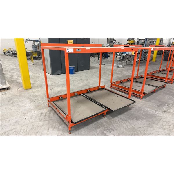 CARNEY INDUSTRIAL BATTERY HANDLING STORAGE RACK - APPROX. 64" ACROSS X 43" WIDE X 54" HIGH