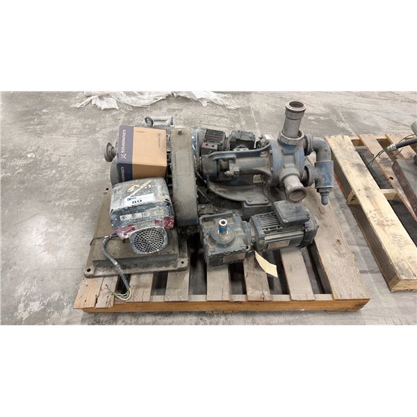 PALLET OF ELECTRIC MOTORS, PUMPS AND 3 PHASE INDUCTION MOTORS