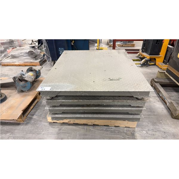 GROUP OF 4 CHECKER-PLATE METAL SCALE PLATFORMS - APPROX. 40" X 48"