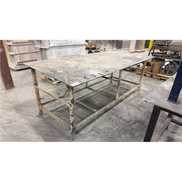 1/4" THICK TOP STEEL WORK TABLE - APPROX. 8FT X 4FT X 3FT HIGH