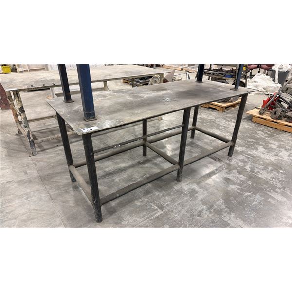 1/4" THICK TOP STEEL WORK TABLE - APPROX. 7FT X 3FT X 3FT HIGH