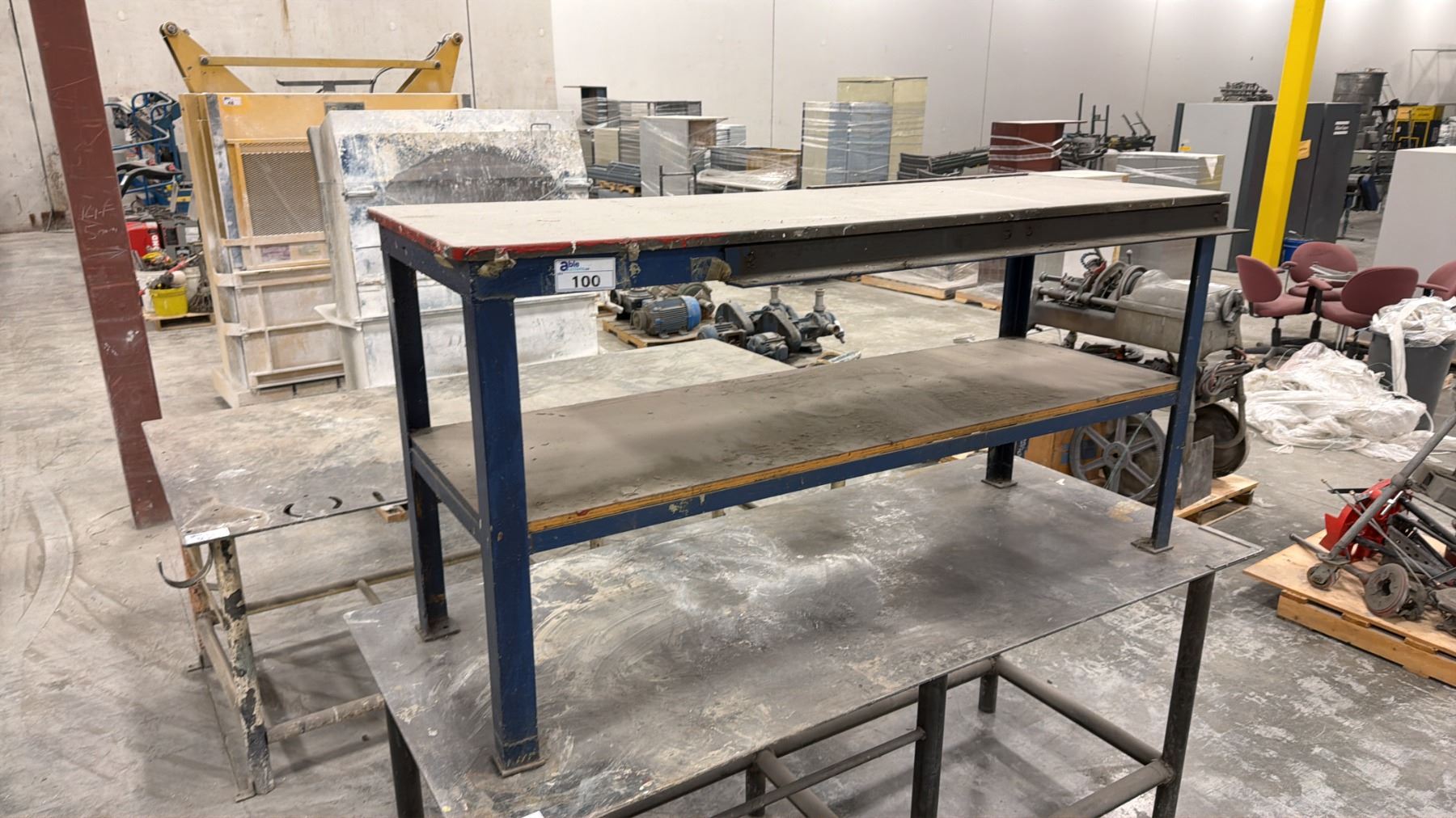 Two Step Work Table STEEL AND WOOD 2 TIER WORK TABLE - APPROX. 6FT X 2FT X 3FT HIGH - Able ...
