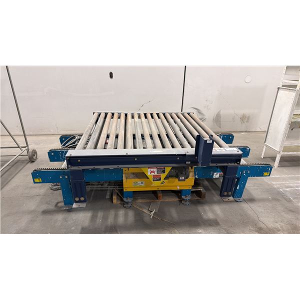 2 CONVEYER SECTIONS - (1) APPROX. 5FT X 5FT (ADJUSTABLE HEIGHT) & (1) 8 1/2FT X 3FT X 1 1/2FT HIGH