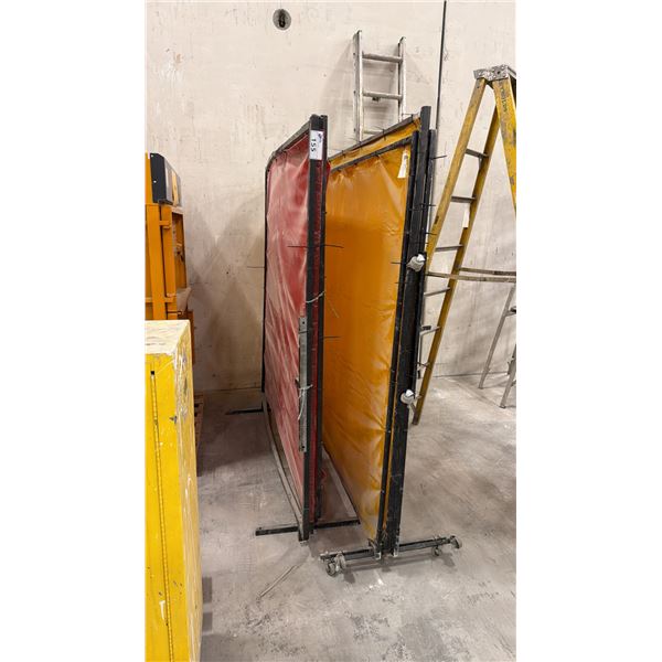 GROUP OF RED & YELLOW MOBILE WELDERS CURTAINS - 7 PCS.
