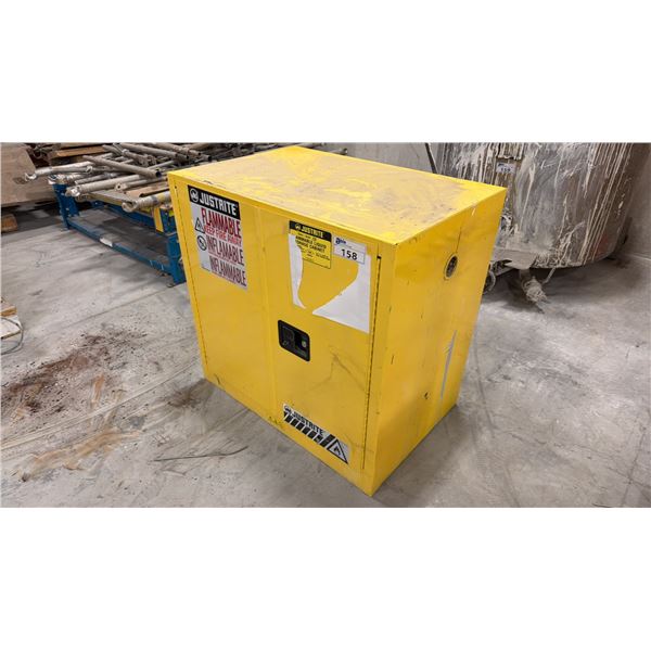 JUSTRITE FLAMMABLE LIQUID STORAGE CABINET APPROX. 36" X 24" X 35" HIGH (YELLOW)