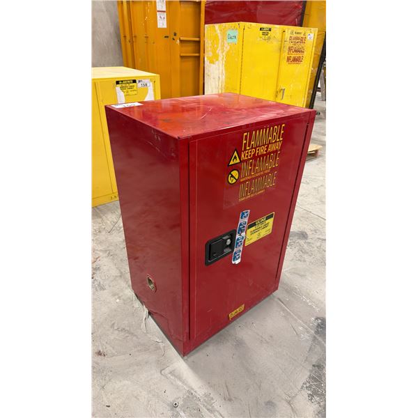 ULINE FLAMMABLE LIQUID STORAGE CABINET - APPROX. 23" X 18" X 36" HIGH (RED)