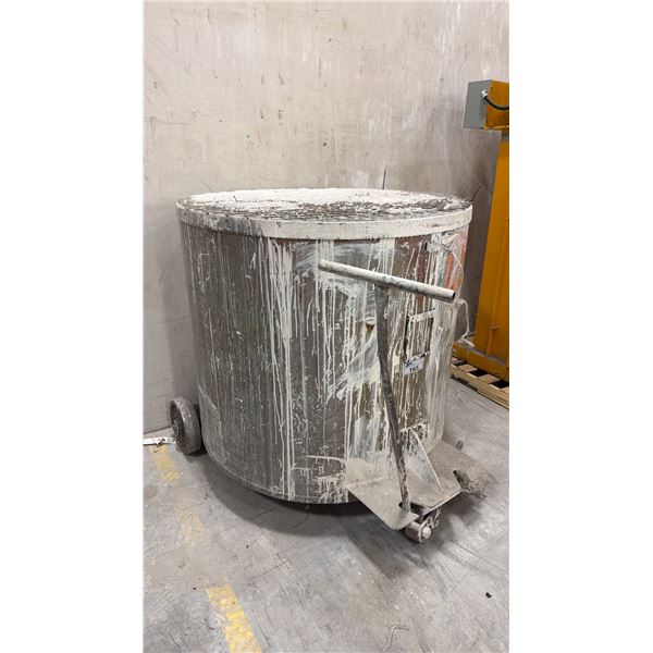 LARGE MOBILE STAINLESS STEEL MIXING DRUM