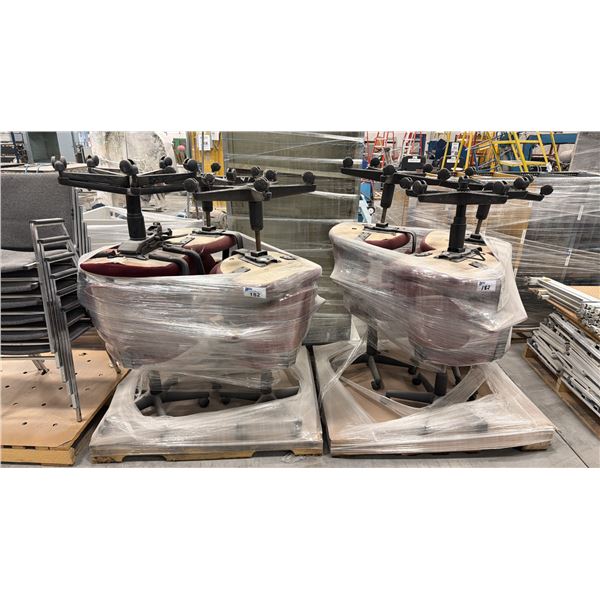 GROUP OF 12 BURGUNDY & BLACK OFFICE CHAIRS (2 PALLETS)