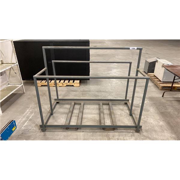 GREY METAL MATERIAL STORAGE RACK WITH FORKLIFT SLOTS - APPROX. 5FT X 3FT X 4FT HIGH