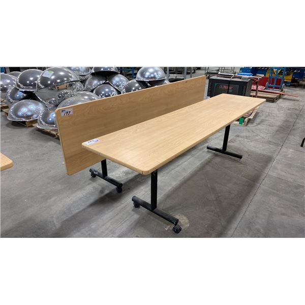 2 FLIP-TOP MOBILE TABLES - APPROX. 90" X 22" X 30" HIGH
