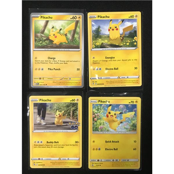 LOT OF 4 POKEMON TCG PIKACHU TRADING CARDS - ALL DIFFERENT