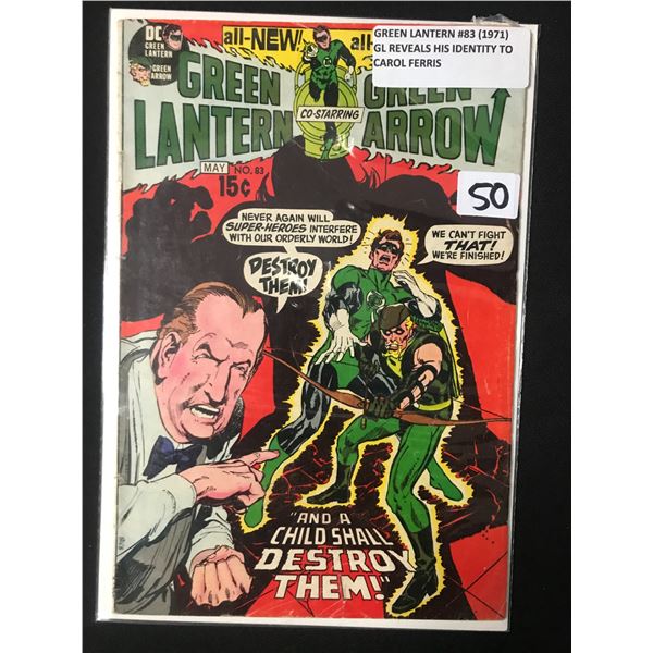 GREEN LANTERN #83 (1971) GL REVEALS HIS IDENTITY TO CAROL FERRIS - DC COMICS